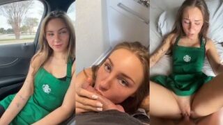 Anya Lacey gets her tight ass drilled and filled with cum by Starbucks employee