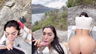 Emily Rinaudo gets naughty at the park with her fans and gets a cumshot