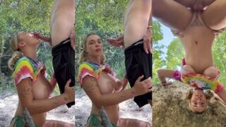 Gabbie Carter gets a wild outdoor creampie in the woods with standingdoggy action