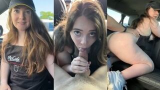 Red Head Winter, the pawg barista, fucks in the car with McDonald's Barista