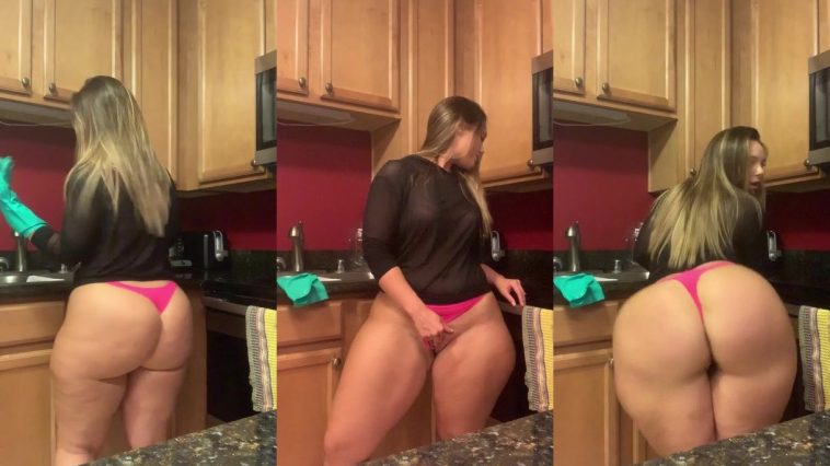 Autumn Nelson Chubby Curvy Babe Teasing And Masturbates in the kitchen