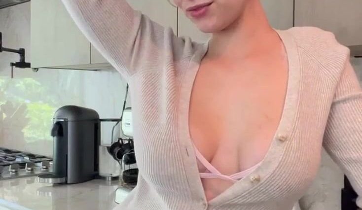 Brandygordon Strip Teasing While Making Coffee And Squeezing Her Curvy Boobs Onlyfans Video