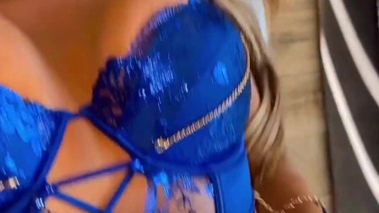 Jenni Neidhart Teasing Juicy Tits With Oil And Shows Her Curvy Ass In Blue Lingerie Onlyfans Video